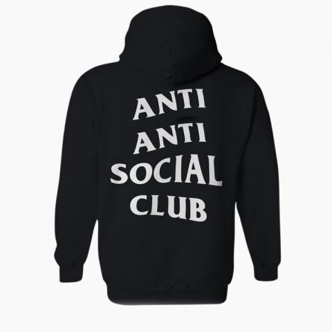 hoodie reading 'anti anti social club'