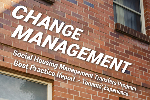 'Change Management' on a brick background