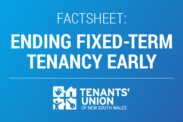 Text on a blue background - Factsheet: Ending fixed-term tenancy early