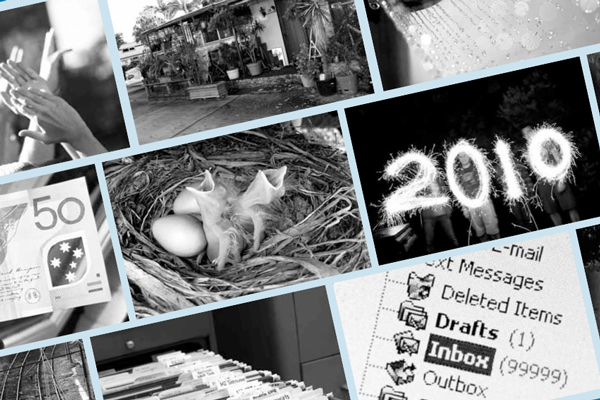 Annual Report cover with image montage including sparklers and birds