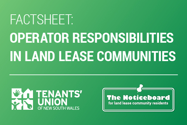 Operator responsibilities in land lease communities