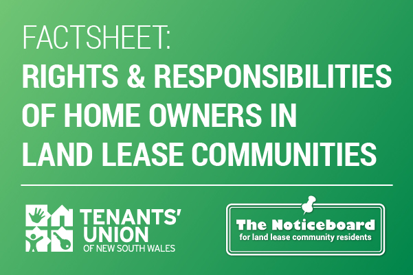 Rights and responsibilities of home owners in land lease communities