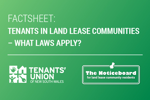 Tenants in land lease communities – what laws apply