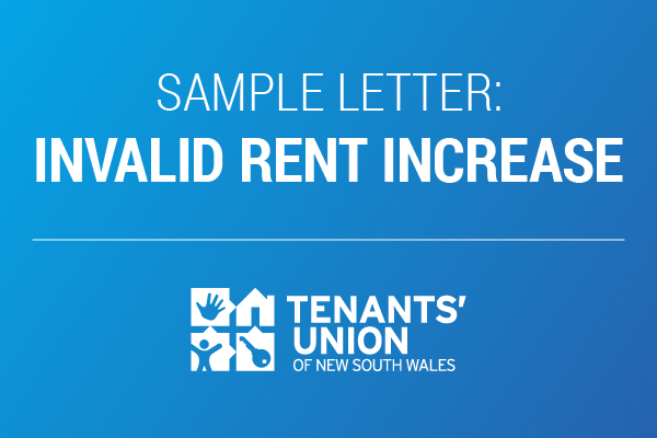 Sample letter: Invalid rent increase