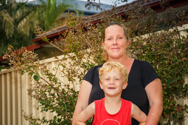 Kellie and her son Elijah, tenants on the Central Coast