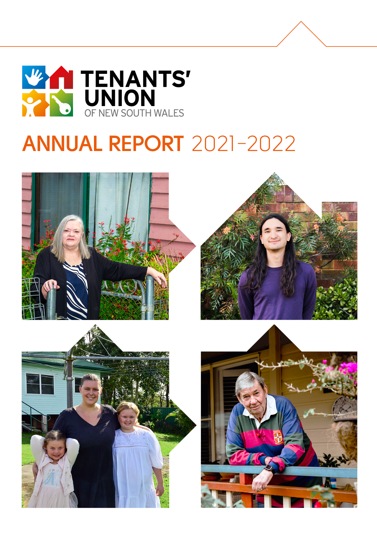 Annual Report cover with smiling tenants