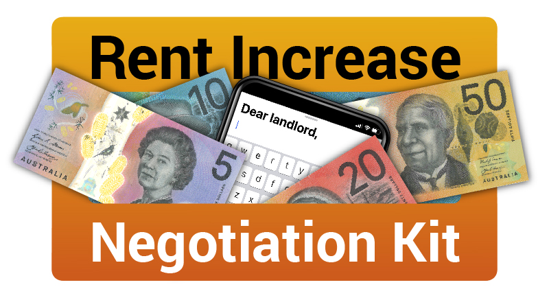 Rent increase negotiation kit graphic with money