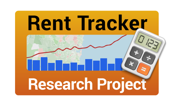 Rent Tracker Research Project graphic with mock graph and calculator