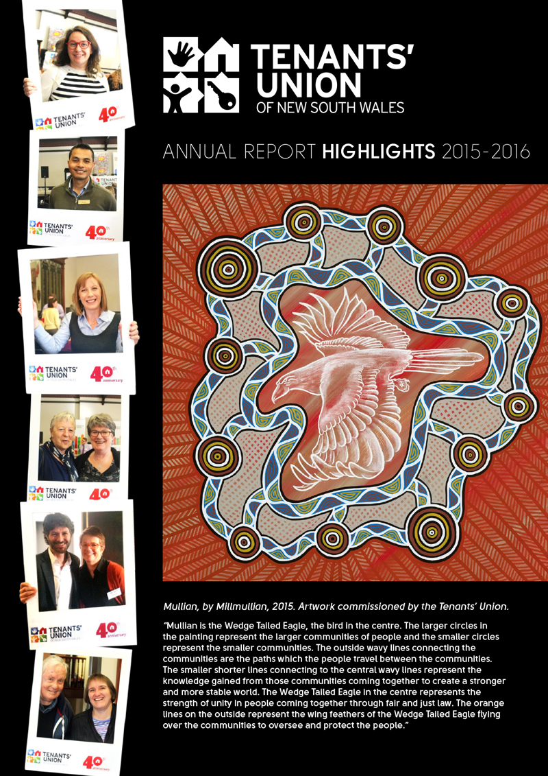 Annual Report Highlights document cover with Aboriginal Art and smiling people