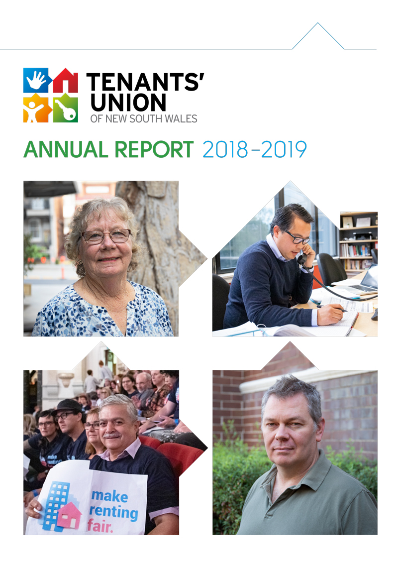 Annual Report cover with smiling tenants